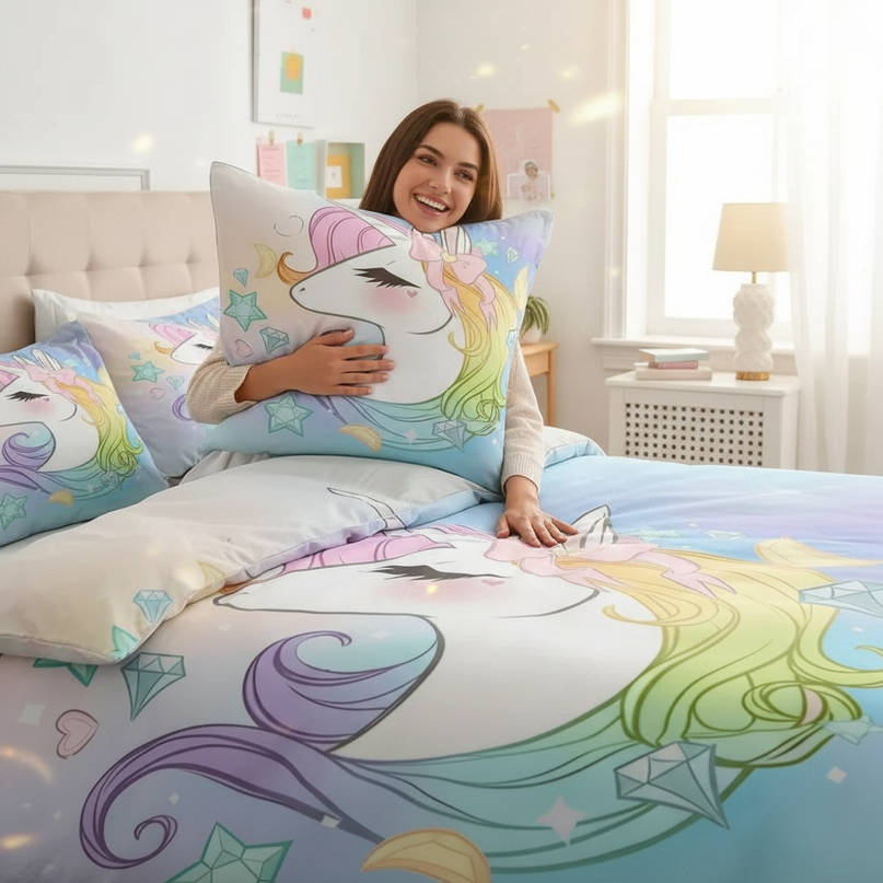 unicorn diamond bedding - in-use