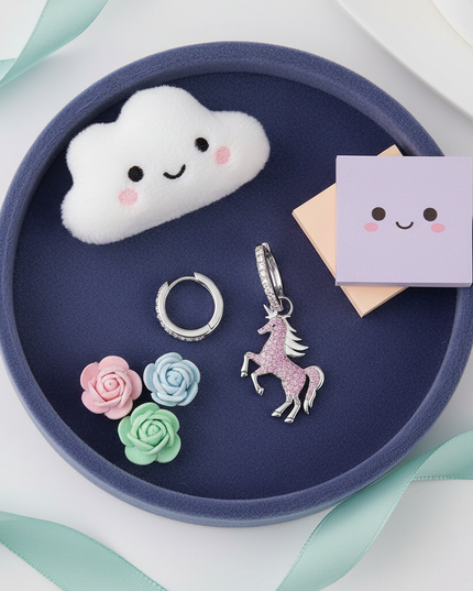 unicorn diamond earrings - flat-lay