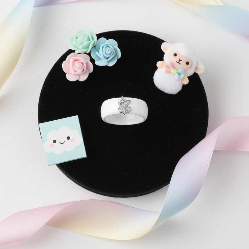 diamond unicorn ring - flat-lay