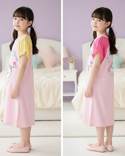 unicorn dino nightgown dress - back