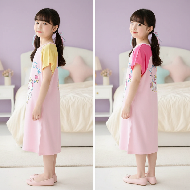unicorn dino nightgown dress - back