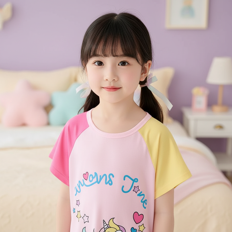 unicorn dino nightgown dress - detail