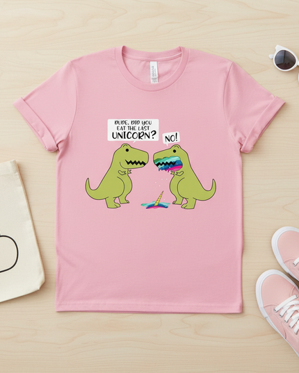 unicorn dinosaur shirt - flat-lay