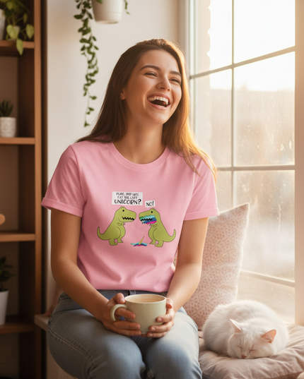 unicorn dinosaur shirt - in-use
