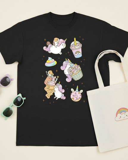 unicorn dog shirt - flat-lay