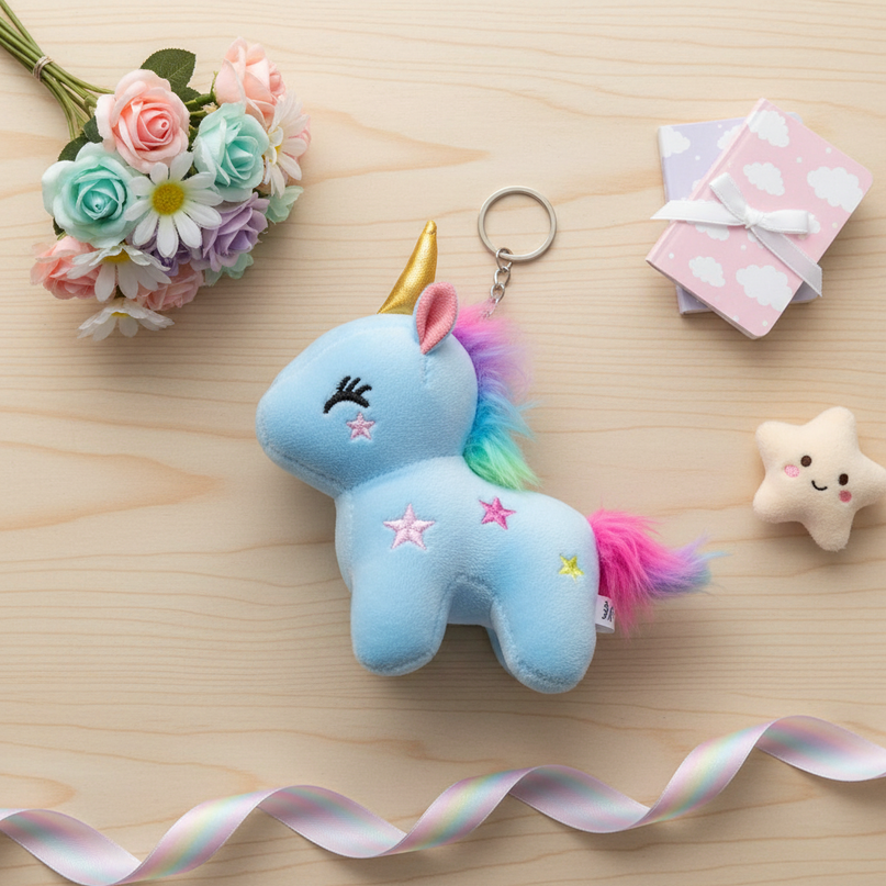 unicorn doll keychain - flat-lay