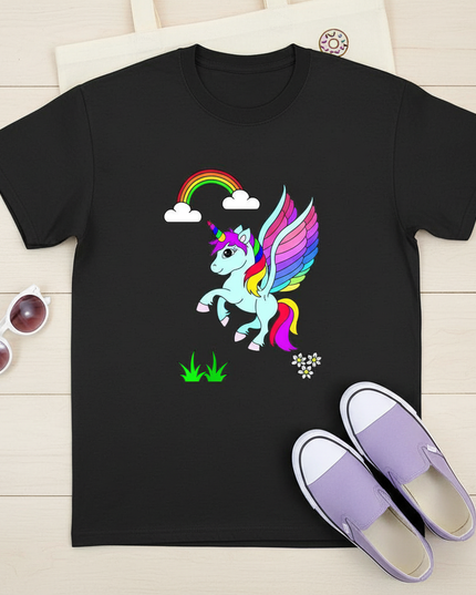 unicorn donut shirt - flat-lay