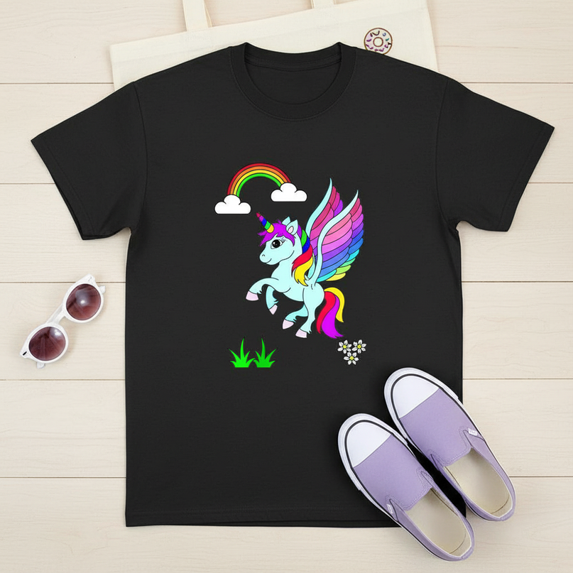 unicorn donut shirt - flat-lay