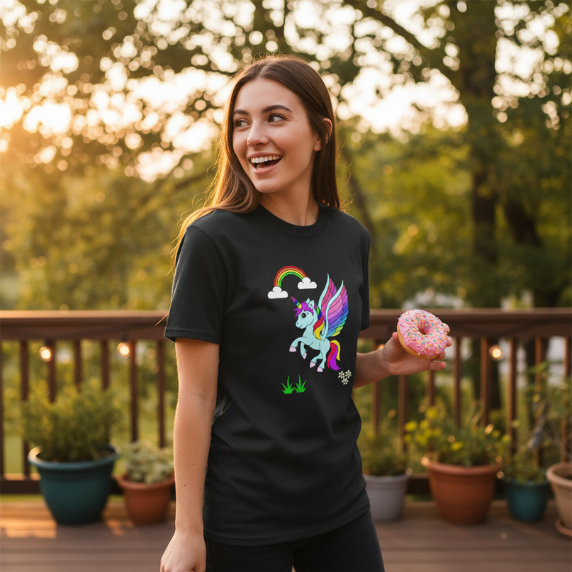 unicorn donut shirt - in-use