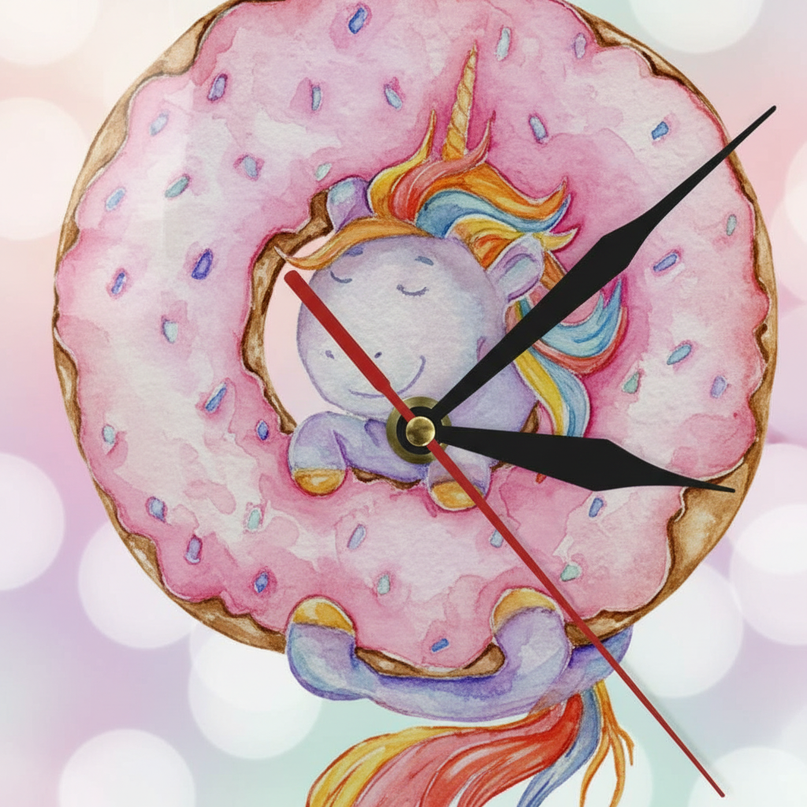 unicorn donut wall clock - detail