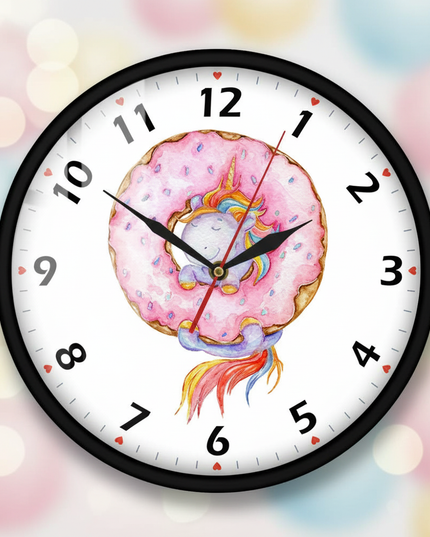unicorn donut wall clock - lifestyle