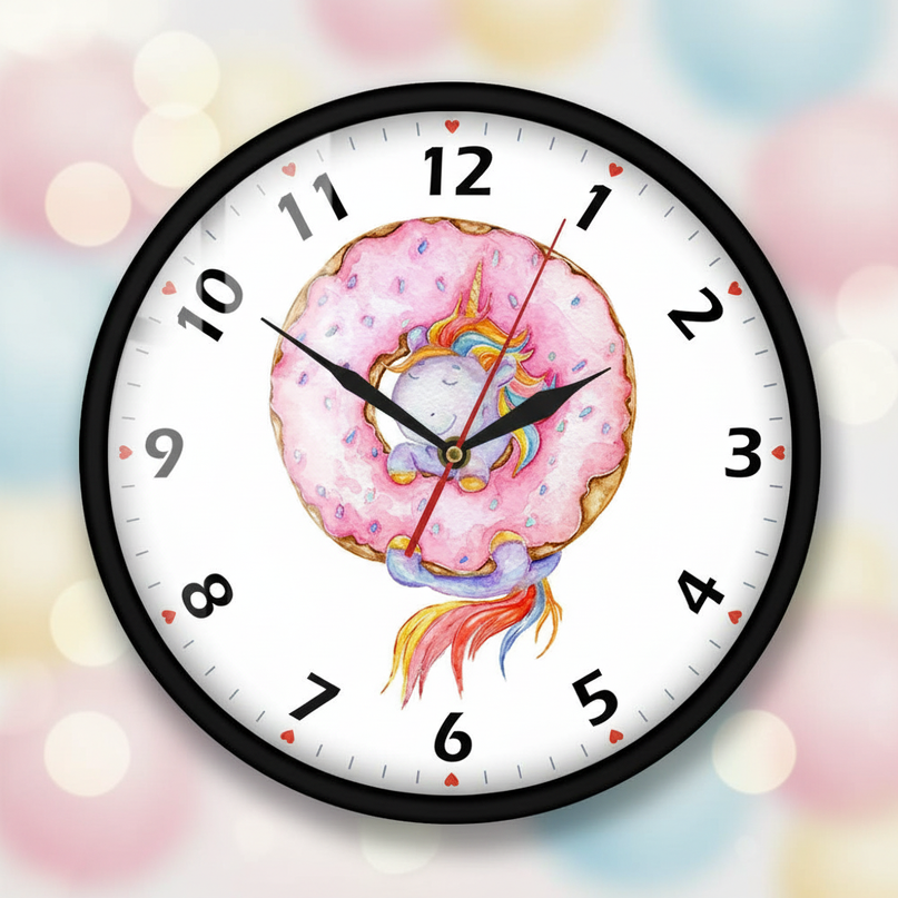 unicorn donut wall clock - lifestyle