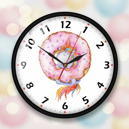 unicorn donut wall clock - lifestyle