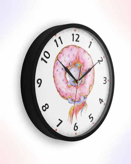 unicorn donut wall clock - white-bg
