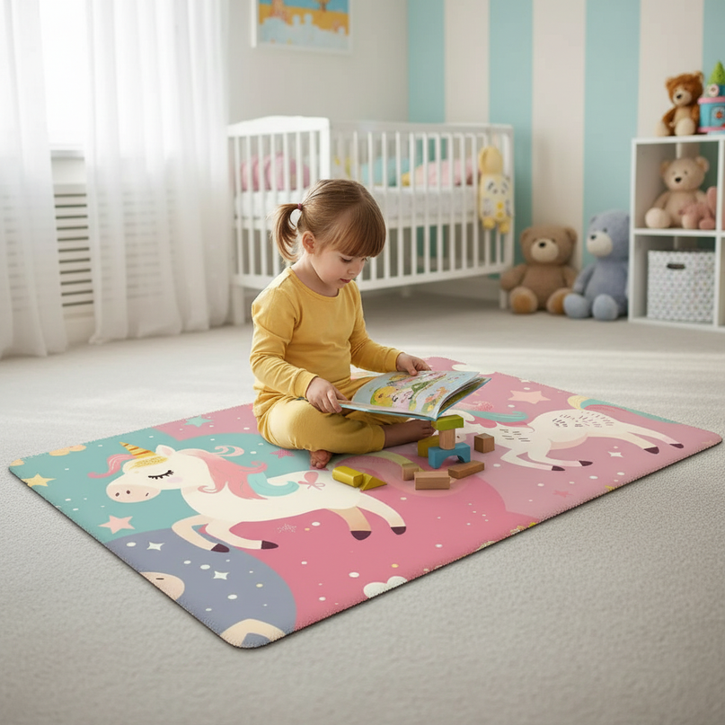unicorn doormat rug - in-use