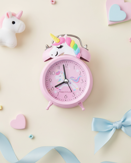 unicorn double bell alarm clock - flat-lay