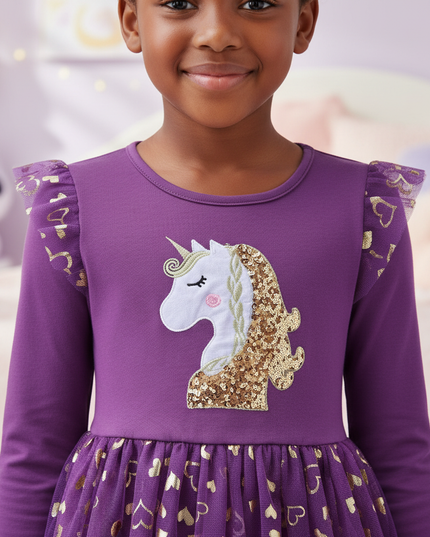 unicorn dress 3t - detail
