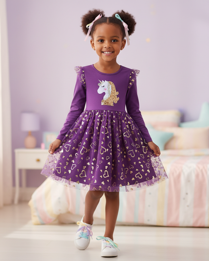 unicorn dress 3t - front