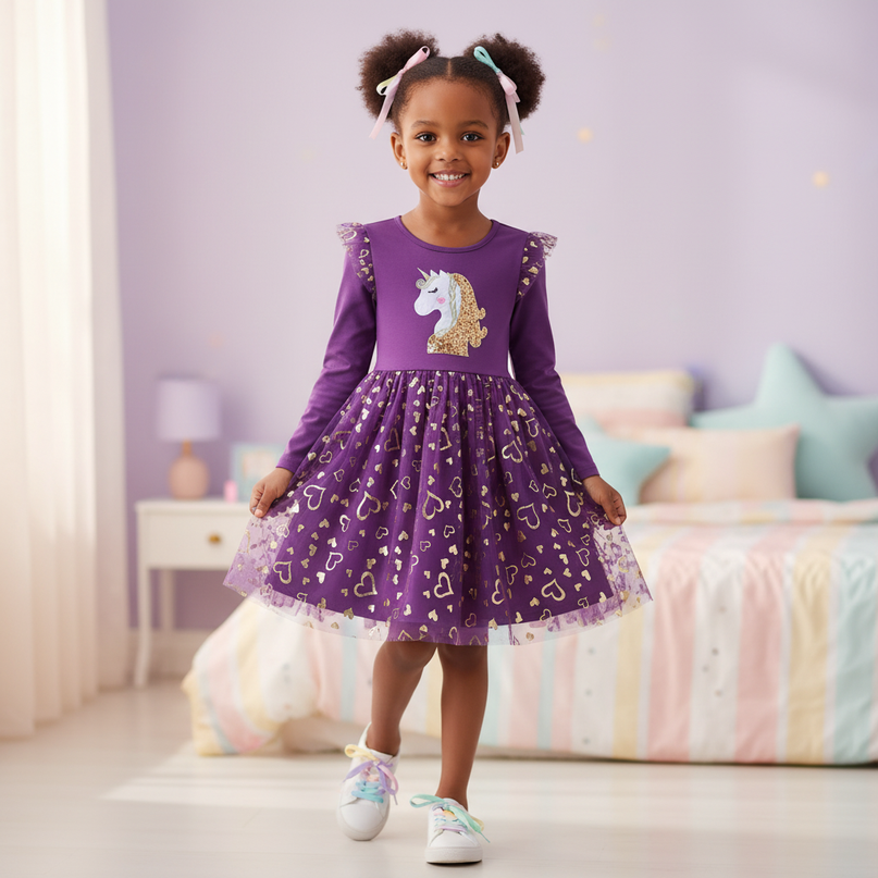 unicorn dress 3t - front