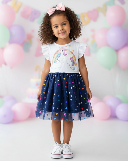 unicorn dress 5t - detail