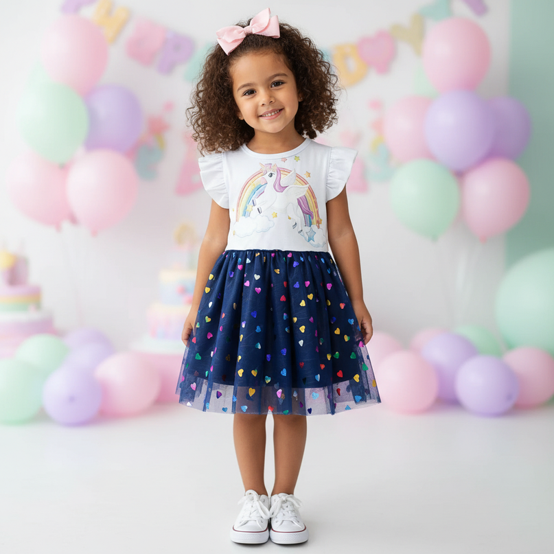 unicorn dress 5t - detail