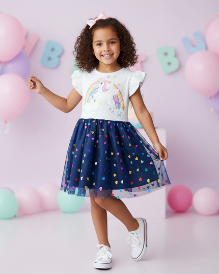 unicorn dress 5t - front