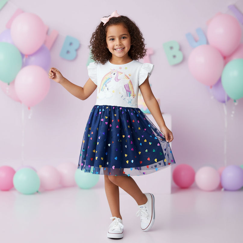 unicorn dress 5t - front