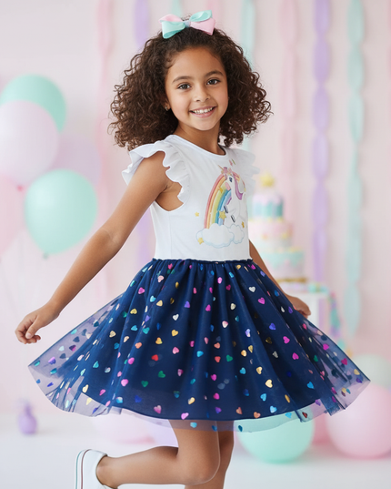 unicorn dress 5t - three-quarter