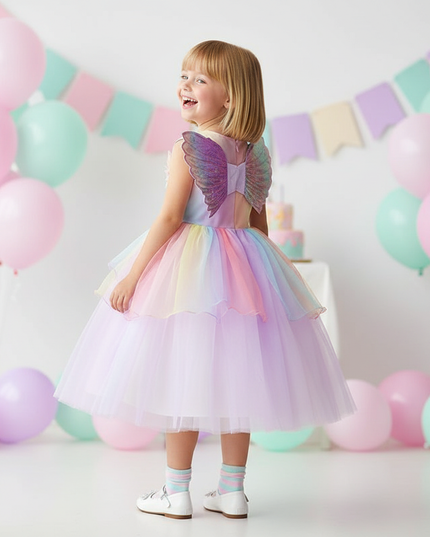 unicorn dress birthday girl 5 piece - back