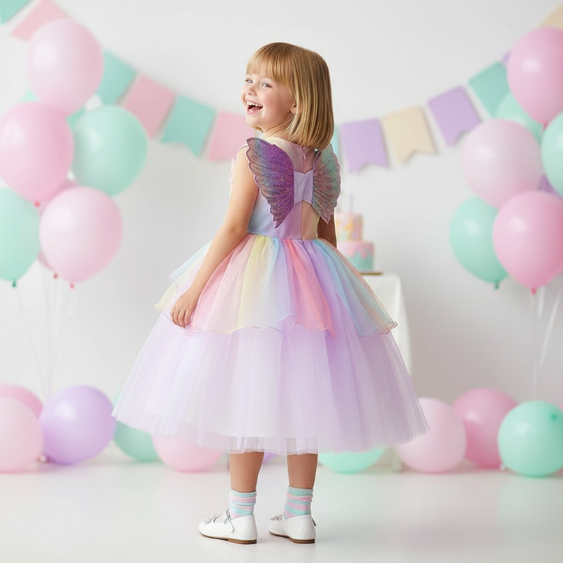 unicorn dress birthday girl 5 piece - back