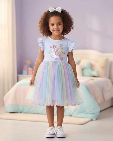 unicorn dress for 5 year girl - detail
