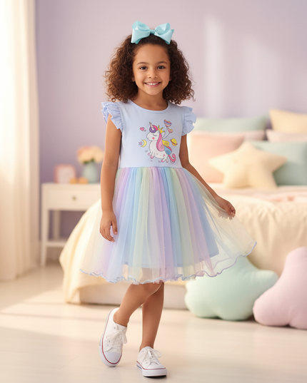 unicorn dress for 5 year girl - front