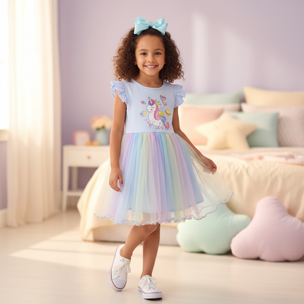 unicorn dress for 5 year girl - front