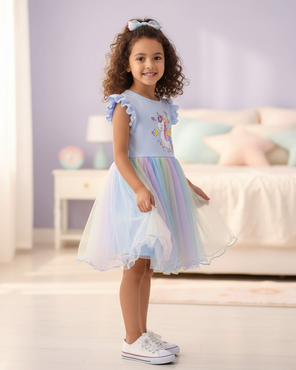unicorn dress for 5 year girl - three-quarter