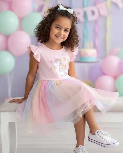 unicorn dress girl - sitting
