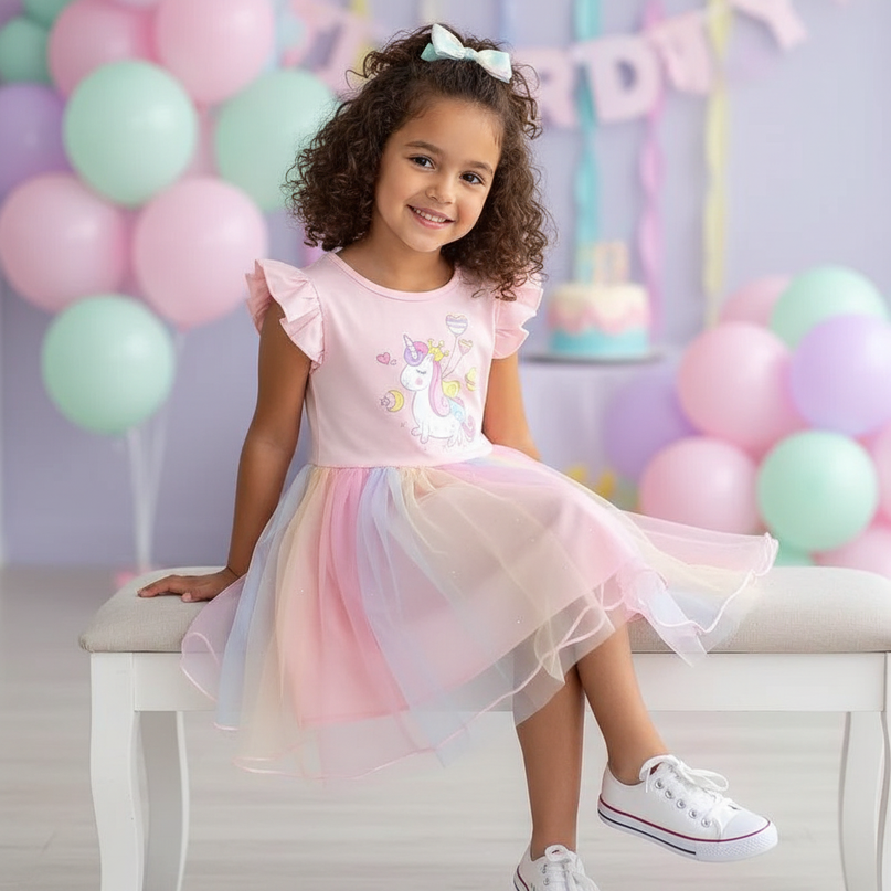 unicorn dress girl - sitting