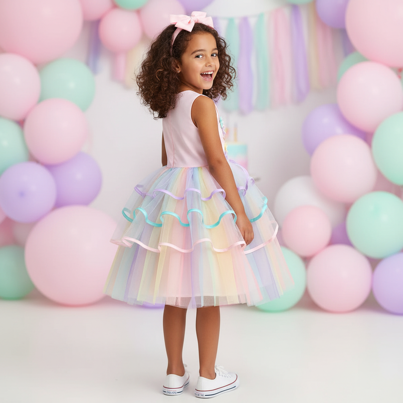 unicorn dress girls 4 piece set - back