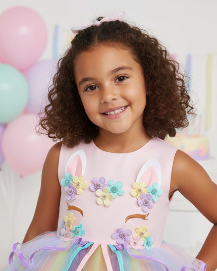 unicorn dress girls 4 piece set - detail