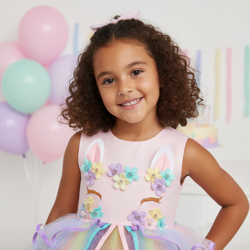unicorn dress girls 4 piece set - detail