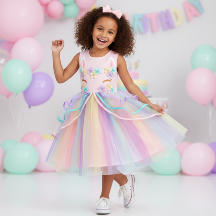 unicorn dress girls 4 piece set - front