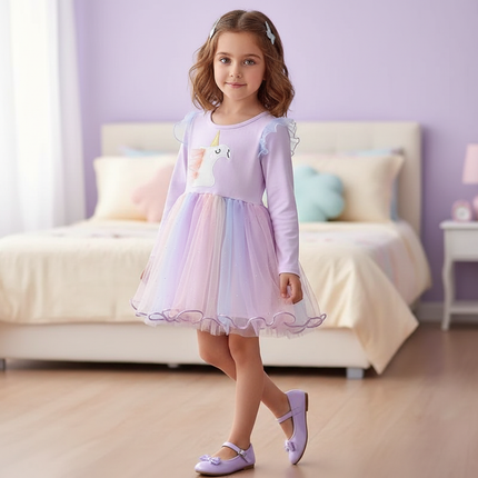 unicorn dress long sleeve - front