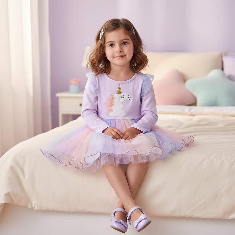 unicorn dress long sleeve - sitting