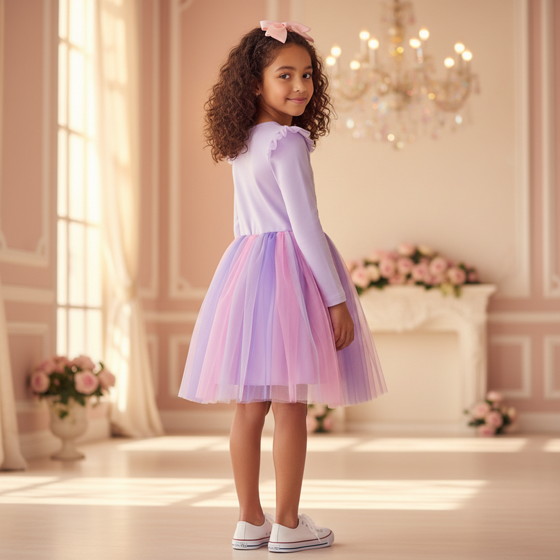 unicorn dress toddler long sleeve - back