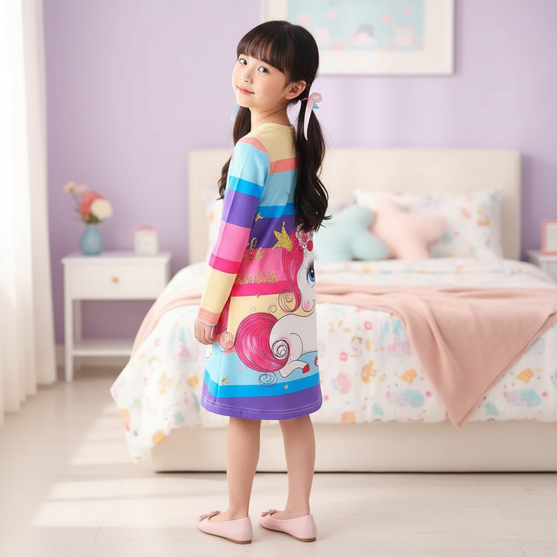 unicorn dress toddler rainbow cartoon - back