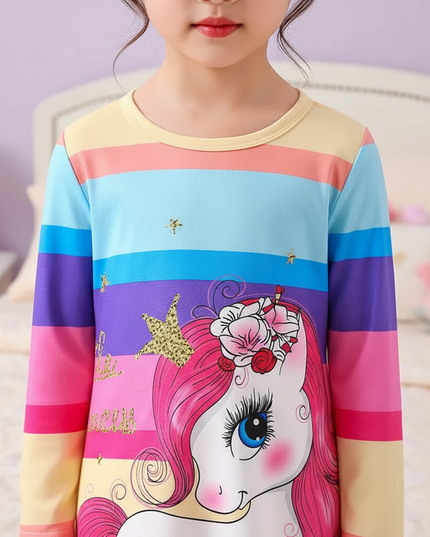unicorn dress toddler rainbow cartoon - detail