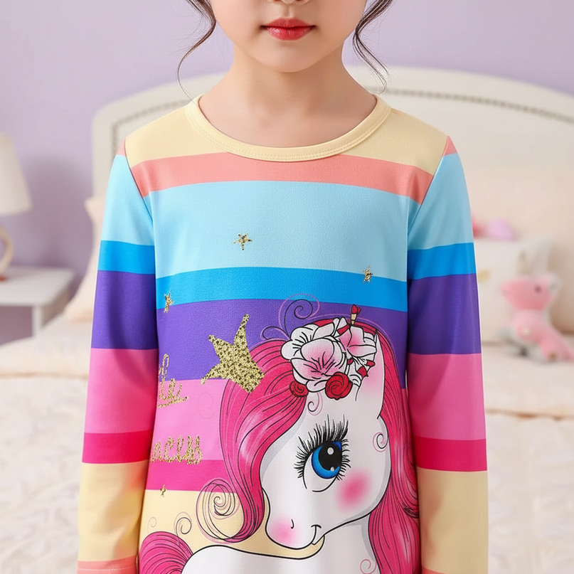 unicorn dress toddler rainbow cartoon - detail