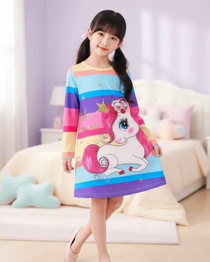 unicorn dress toddler rainbow cartoon - front