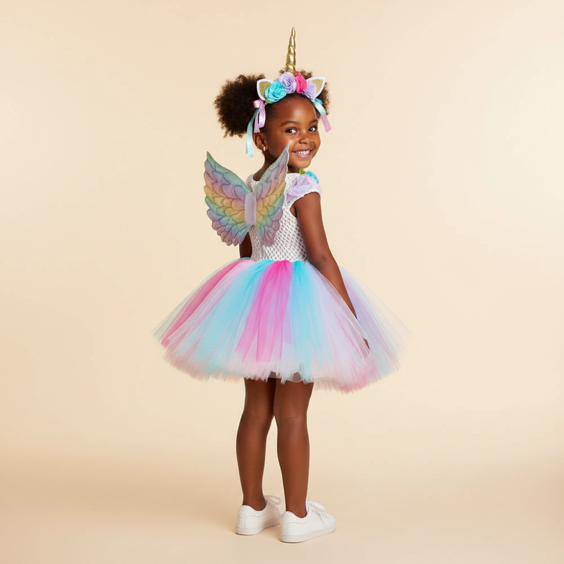 unicorn dress wings headband set - back
