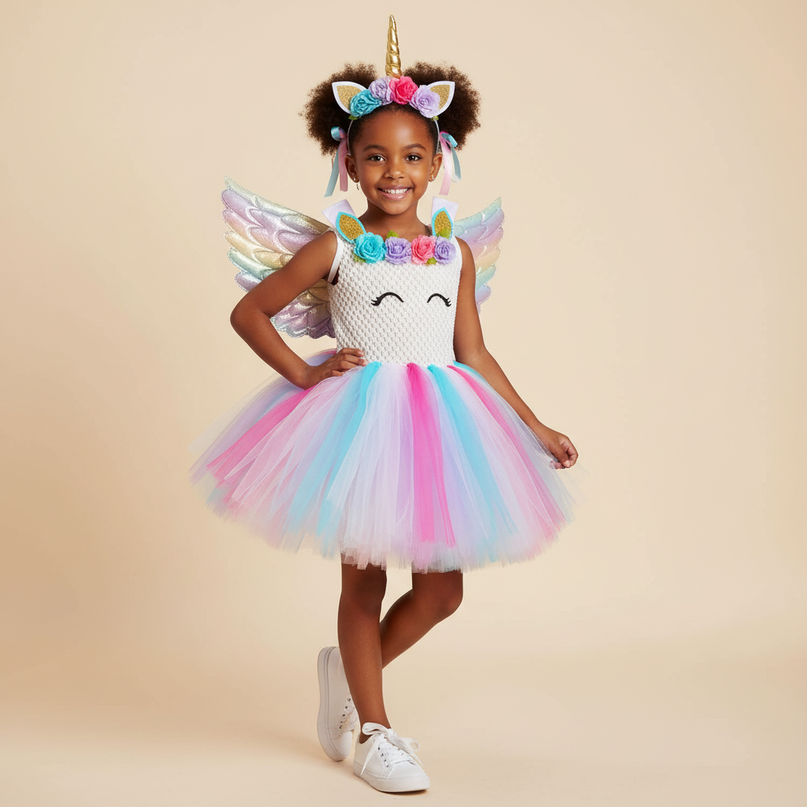 unicorn dress wings headband set - front