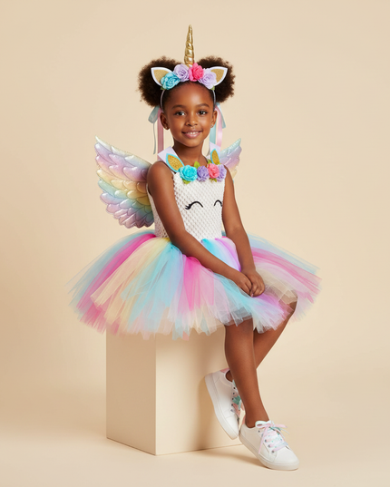 unicorn dress wings headband set - sitting